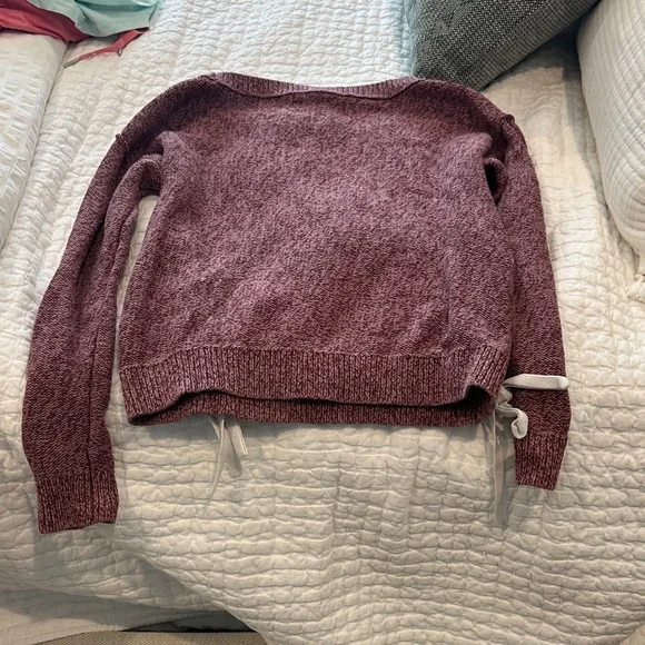 Abercrombie & Fitch Burgundy Sweater with Lace-Up Sides - Picture 5 of 5